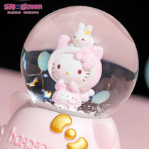 Cute Hello Kitty KT cat snowflake Music Box Music Box crystal ball ornaments little girl childrens birthday gift