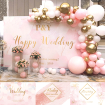 Engagement wedding poster marriage proposal wedding scene layout pink gold baby birthday year old background cloth decoration poster