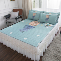 Latex mat bed skirt Korean Chiffon summer air conditioning mat 1.8m folding washing machine ice silk mat three piece set