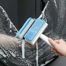 Glass wiping artifact household bathroom mirror wiper screen window cleaning double-sided brush cleaning tool special