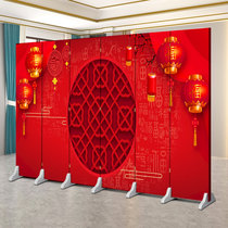 Red Festival Background Decorative Screen Mobile Folding to Block Wooden Craft of Activity Place of Sales Department of Company Unit