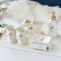 Simple ceramic bathroom five-piece wash bathroom brush brush mouthwash cup set toiletries lovers toothbrush cup European style
