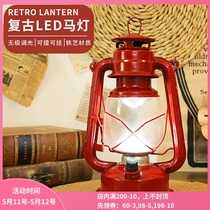 Outdoor lighting charging led horse lamp red household emergency table lamp retro-hand kerosene lamp old-fashioned