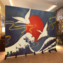 Japanese Ukiyo-e tattoo tattoo samurai crane Entrance door partition screen Office fashion fabric folding decoration