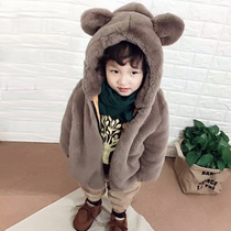 Childrens special Korean version of boys coat winter dress girls small children hairy cotton padded padded velvet outfits
