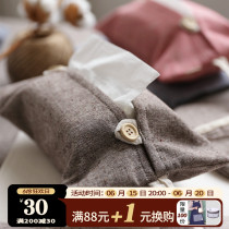 Japanese-style tissue bag Cotton and linen cloth art tissue set Hanging pumping paper bag Roll paper bag table car tissue box