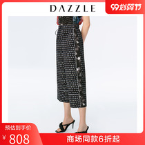 DAZZLE ground element 2020 summer new print stitching natural ultralight straight wide leg pants female 2C2Q4176A
