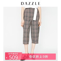Dazzle Disu spring and autumn new Plaid Wool micro burr nine point pants casual pants 2f1q4463t