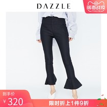 Dazzle ground plain winter new splicing Ruffle hem micro pull casual pants pants for women 2a4q4351t