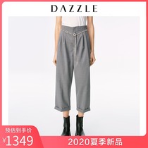 Dazzle Disu 2020 summer new worsted wool grey wide leg casual pants for women 2c2q4181e