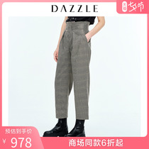 DAZZLE 2020 new lattice pattern straight suit casual pants women 2C1Q4303L