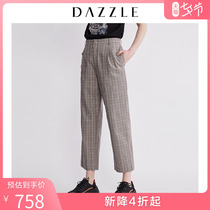 Dazzle ground element autumn new style Prince of Wales plaid straight leg long pants female 2G1Q4213E