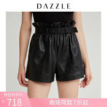 DAZZLE地素 春装新款王珞丹同款皮带花苞高腰短裤女2G4Q1031A