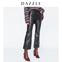 DAZZLE Landscape Autumn and Winter Clothes New Style Street Handsome PU Leather Pants Nine Minutes Pants Female 2A4Q4261A