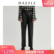 Dazzle ground plain spring dress new fashionable and handsome straight tube warm and shiny leather pants for women 2g4q4201a