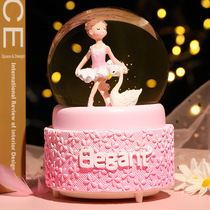 Princess ballet crystal ball Snow music box rotating dance girl Music Box children gift 10th birthday