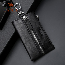 Camel Men Key Buttoned Bull Leather Business Light Slim Car Key Bag Brief Multifunction Portable Travel Bag
