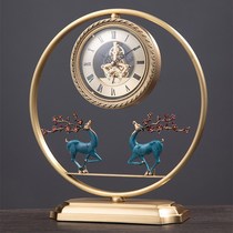 Painted Fulu copper new Chinese clock high-end clock living room decoration sitting clock home desktop clock desktop clock