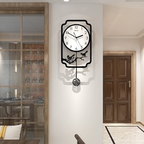 New Chinese wall clock Living room fashion household clock Personality creative clock Wall art Bedroom mute