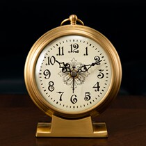 European Brass Silent clock home living room creative desk clock American personality quartz clock retro metal clock