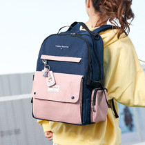 High school backpack womens new large capacity load-reducing ridge protection middle school students middle school students school bag female waterproof computer bag tide