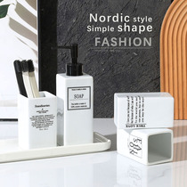 INS Nordic English wash cup ceramic couple mouthwash cup set brush Cup bathroom emulsion bottle tooth cylinder three pieces
