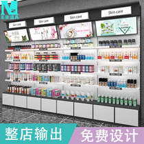 Cosmetics display cabinet black and white paint high cabinet with light Beauty salon display cabinet Product display shelf Skin care product shelf customization