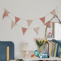 milky garden high quality small colorful flag princess room tent hanging decoration party decoration background pull flag