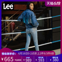 Lee mall's same 101 + light blue jeans women's 401 hole small leg cropped pants show thin lwz4015pn70q