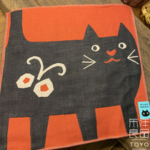Japan imported genuine Matamano Tsuko Matano small black cat handkerchief three-layer gauze square scarf handkerchief
