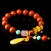 31 69 grams 11-11 5mm nine-mouth material refined design model South red agate with beeswax handstring