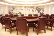 Conference Table Furniture Round Double Layer Solid Wood Leather Guests Table Modern Chinese Desk Arc Combined Paint Business