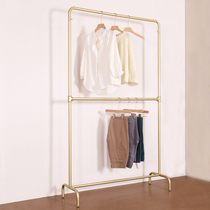 Double coat rack gold ins drying rack landing dormitory bedroom single pole household clothes pole shelf adjustable