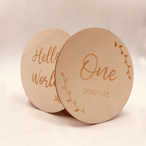 Wooden rainbow Flower carving newborn photo props Baby age Monthly milestone card