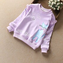Girls Spring and Autumn long sleeves with cotton base shirt new cartoon foreign style childrens T-shirt autumn and winter double plus velvet sweater