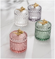 High-grade luxury crystal glass candy jar makeup cotton swab storage box home jewelry box storage jar Nordic ins