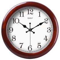 New Chinese solid wood minimalist living-room hanging bell Chinese wind retro ancient round silent clock large size bedroom antique table