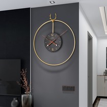 Nordic deer head Spanish light luxury wall clock living room background wall decoration home clock fashion simple restaurant clock