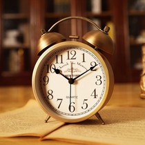 Metal retro powerful wake-up mechanical alarm clock students use super loud alarm bell bed boys and girls get up artifact