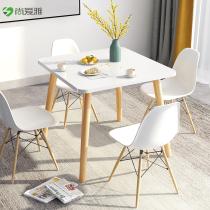 Nordic dining table small apartment modern simple small table solid wood leg dining table round table living room household table and chair combination