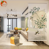 Modern new Chinese hanging soft partition curtain Living room curtain hanging screen shading lifting soft screen Bedroom roller curtain