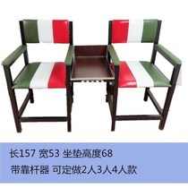 Billiards chair leather solid wood double seat rest area viewing pool table deck sofa chair high-end rest chair