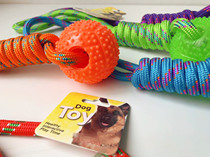 Foreign Trade Single Pet Toy Cat Dog Toy Exercise Dog Interactive Play Seven Colorful Rope Knot Tug-ho Rubber Throw
