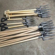 Steel fork loose soil rake four-tooth iron rake iron fork three-strand fork agricultural tool cupping grass