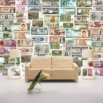 世界各国钱币高清背景墙壁纸钞票图案艺术墙纸外贸公司办公室壁画