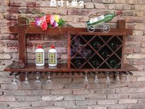Wall-mounted solid wood wine rack wine cup holder bar wine rack solid wood Red Wine Rack bar wine cabinet