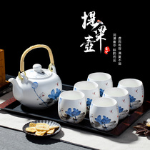 Jingdezhen ceramic tea set set home simple modern living room tea cup lifting beam pot filter bubble teapot cool kettle