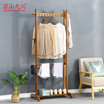 Porch coat rack non-punching floor landing door change shoe stool integrated bamboo solid wood home bedroom hanger