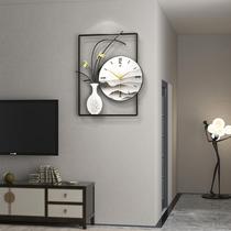 New Chinese hanging clock Living room light extravagant modern minimalist timepiece China Wind creativity Fashion Home Decorative Clock Hanging Wall