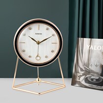 Light luxury metal clock home living room bedroom Silent desktop clock Nordic creative art desktop ornaments table clock